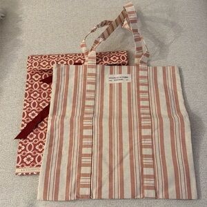 Sezane | Striped Canvas Tote Bag in Blush and Cream